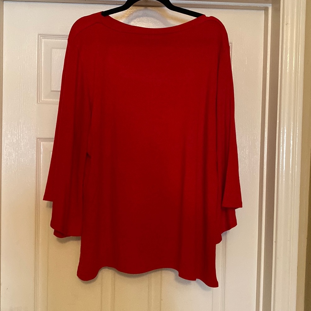Zenana red boatneck, bell sleeve knit top size 2XL